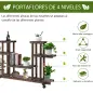 Soporte para Plantas de 4 Niveles con Ruedas Soporte para Macetas para Interiores y Exteriores 123,5x33x80 cm Marrón