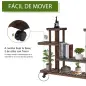 Soporte para Plantas de 4 Niveles con Ruedas Soporte para Macetas para Interiores y Exteriores 123,5x33x80 cm Marrón