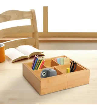 Organizador de Escritorio de Bambú Caja de Almacenamiento Extensible con 5-7 Cajones para Maquillaje Oficina Estudio 24,