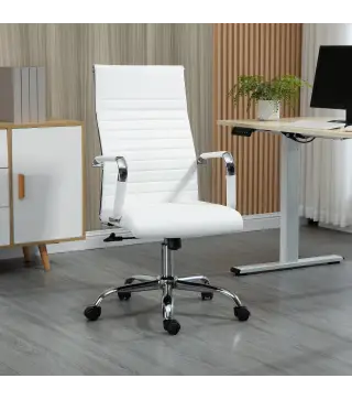 Silla de Despacho Silla Escritorio Giratoria Basculante con Altura Ajustable Reposabrazos 54x62x104-114 cm Blanco
