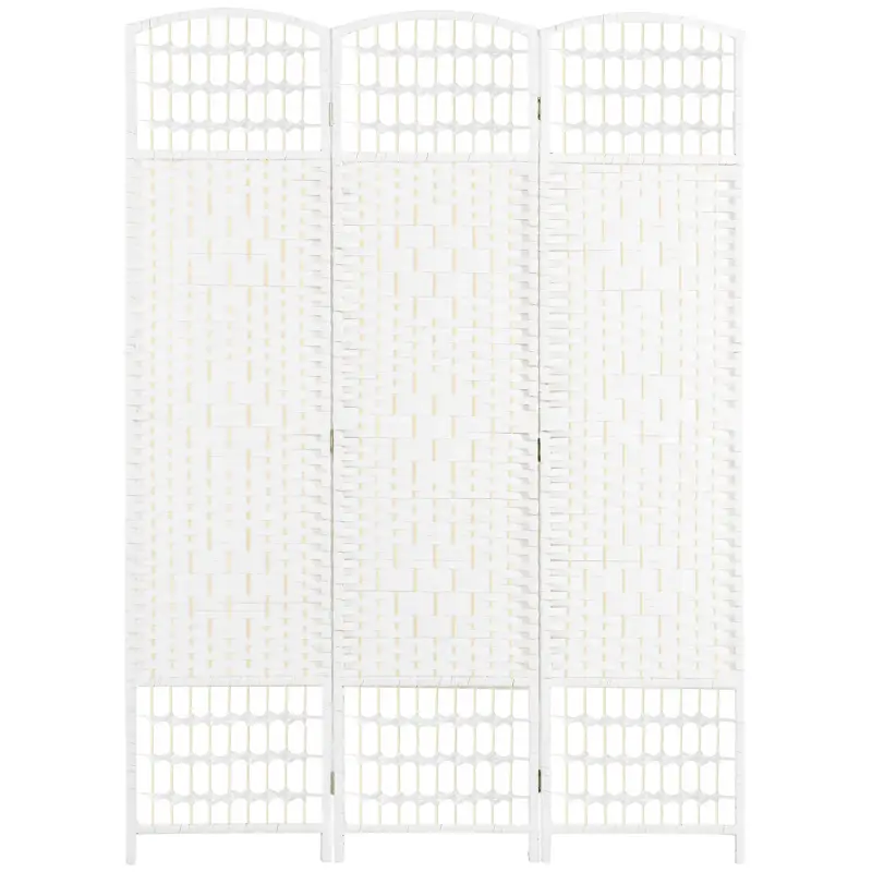 Biombo Separador de Ambientes de 3 Paneles Plegable de Cuerda de Papel 120x170cm Decoración para Dormitorio Salón Blanco