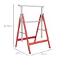 Set de 2 Caballetes Metálicos Plegables con Altura Ajustable Caballetes de Sierra de Acero 68x58x80-130 cm Rojo