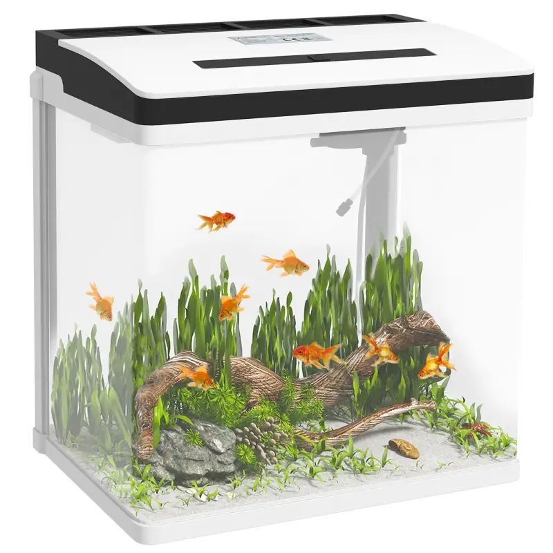 Acuario de Cristal de 28L Pecera Pequeña con Sistema de Filtro Iluminación LED Bomba de Agua 38x26x39,5 cm Blanco Acuario de Cristal de 28L Pecera Pequeña con Sistema de Filtro Iluminación LED Bomba de Agua 38x26x39,5 cm Blanco