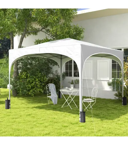 Cenador de Jardín Plegable con Altura Ajustable Bolsa de Transporte Impermeable Anti-UV y Bolsas de Arena Blanco