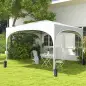 Cenador de Jardín Plegable con Altura Ajustable Bolsa de Transporte Impermeable Anti-UV y Bolsas de Arena Blanco