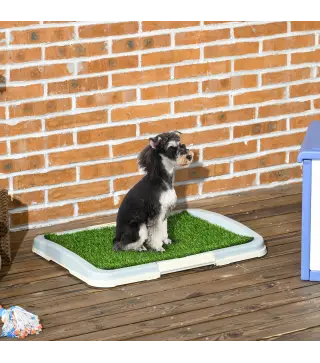Arenero para Perros con Césped Artificial Rejilla y Bandeja para Entrenamiento de Cachorros 63x48,5x6 cm Multicolor