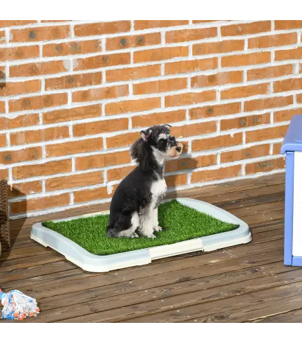 Arenero para Perros con Césped Artificial Rejilla y Bandeja para Entrenamiento de Cachorros 63x48,5x6 cm Multicolor