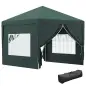 Carpa Plegable con 4 Paredes Desmontables 3x3 m Cenador de Jardín con Bolsa de Transporte Impermeable Anti-UV Verde