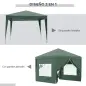Carpa Plegable con 4 Paredes Desmontables 3x3 m Cenador de Jardín con Bolsa de Transporte Impermeable Anti-UV Verde