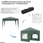 Carpa Plegable con 4 Paredes Desmontables 3x3 m Cenador de Jardín con Bolsa de Transporte Impermeable Anti-UV Verde