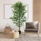 Planta Artificial con Troncos Naturales 180 cm Ficus Sintética con 1260 Hojas Decoración para Hogar Verde