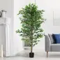 Planta Artificial con Troncos Naturales 180 cm Ficus Sintética con 1260 Hojas Decoración para Hogar Verde