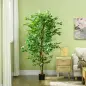 Planta Artificial con Troncos Naturales 180 cm Ficus Sintética con 1260 Hojas Decoración para Hogar Verde
