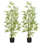 2 Plantas Artificiales Plantas Sintéticas de Bambú con 498 Hojas para Decoración en Salón Oficina Ø15x120 cm Verde