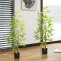 2 Plantas Artificiales Plantas Sintéticas de Bambú con 498 Hojas para Decoración en Salón Oficina Ø15x120 cm Verde