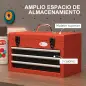 Maletín de Herramientas Portátil Caja para Herramientas de Acero con 3 Cajones 1 Caja superior y 1 Asa 45x24x27 cm Rojo