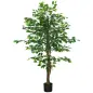 Planta Artificial con Troncos Naturales 150 cm Ficus Sintética con 882 Hojas Decoración para Hogar Verde