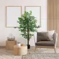 Planta Artificial con Troncos Naturales 150 cm Ficus Sintética con 882 Hojas Decoración para Hogar Verde