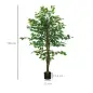 Planta Artificial con Troncos Naturales 150 cm Ficus Sintética con 882 Hojas Decoración para Hogar Verde