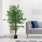 Planta Artificial con Troncos Naturales 150 cm Ficus Sintética con 882 Hojas Decoración para Hogar Verde