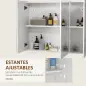 Armario con Espejo de Baño con 3 Puertas Estantes Ajustables Interruptor Táctil y USB 90x15x70 cm Blanco Brillante