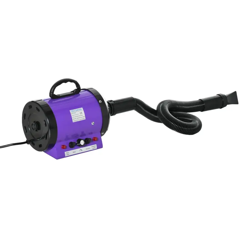 Secador de Pelo para Mascotas 2800W con Temperatura y Velocidad del Viento Ajustable 40x16x20 cm Negro y Púrpura