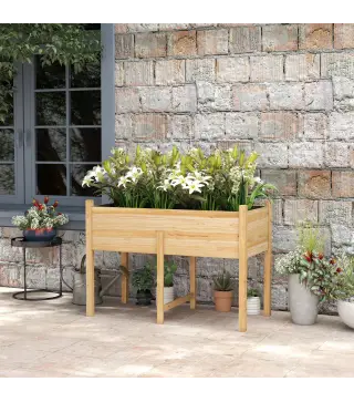 Huerto Urbano Elevado 115x55x80 cm Jardinera de Cultivo con Tela no Tejida para Cultivo Plantas Flores Verduras Natural