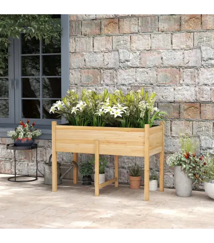 Huerto Urbano Elevado 115x55x80 cm Jardinera de Cultivo con Tela no Tejida para Cultivo Plantas Flores Verduras Natural