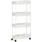 Carrito Organizador Carrito Auxiliar con 4 Cestas y 4 Ganchos Extraíbles para Cocina Baño Salón 40x19x90 cm Blanco