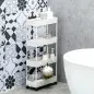 Carrito Organizador Carrito Auxiliar con 4 Cestas y 4 Ganchos Extraíbles para Cocina Baño Salón 40x19x90 cm Blanco