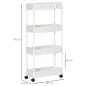 Carrito Organizador Carrito Auxiliar con 4 Cestas y 4 Ganchos Extraíbles para Cocina Baño Salón 40x19x90 cm Blanco