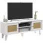 Mueble de TV de Salón Mesa para Televisores de hasta 55" con 2 Puertas de Ratán Estante Ajustable 120x35x46 cm Blanco