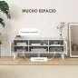 Mueble de TV de Salón Mesa para Televisores de hasta 55" con 2 Puertas de Ratán Estante Ajustable 120x35x46 cm Blanco