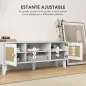 Mueble de TV de Salón Mesa para Televisores de hasta 55" con 2 Puertas de Ratán Estante Ajustable 120x35x46 cm Blanco