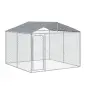Jaula para Perros de Exterior con Toldo Anti-UV Impermeable y Marco de Acero para Jardín Patio 300x300x234 cm Plata