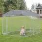 Jaula para Perros de Exterior con Toldo Anti-UV Impermeable y Marco de Acero para Jardín Patio 300x300x234 cm Plata