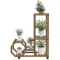 Soporte para Plantas con Ruedas Soporte para Macetas de 5 Niveles de Madera Uso Interno Externo 86x30x102 cm Carbonizado