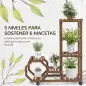 Soporte para Plantas con Ruedas Soporte para Macetas de 5 Niveles de Madera Uso Interno Externo 86x30x102 cm Carbonizado