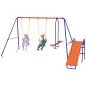 Columpio Infantil 4 en 1 Columpio para Niños con 2 Columpios Individuales 1 Columpio del Planeador 1 Tobogán Multicolor