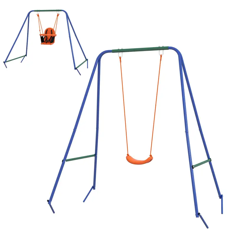 Columpio para Niños y Bebés con 1 Silla para Niños 1 Silla para Bebés y Cinturón de Seguridad 180x160x182 cm Naranja
