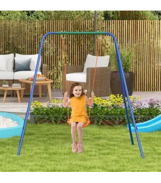 Columpio para Niños y Bebés con 1 Silla para Niños 1 Silla para Bebés y Cinturón de Seguridad 180x160x182 cm Naranja