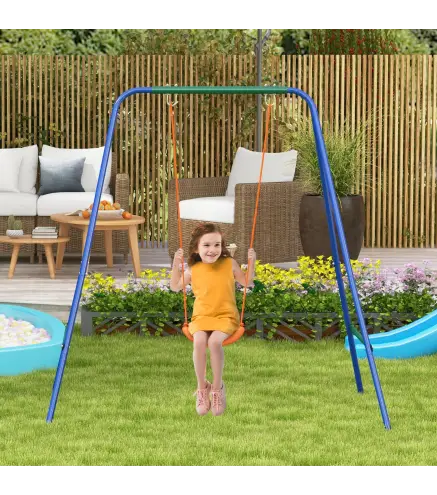 Columpio para Niños y Bebés con 1 Silla para Niños 1 Silla para Bebés y Cinturón de Seguridad 180x160x182 cm Naranja