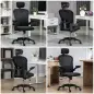 Silla de Oficina de Malla Silla de Escritorio Respaldo Alto Reposacabezas Ajustable Soporte Lumbar 4D 62x64x120 cm Negro