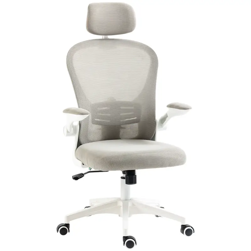 Silla de Oficina de Malla Silla de Escritorio Respaldo Alto Reposacabezas Ajustable Soporte Lumbar 4D 62x64x120 cm Gris