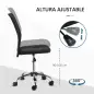 Silla de Escritorio Giratoria sin Brazos Silla de Malla con Altura Ajustable Carga 100 kg 43x58x90-100 cm Negro