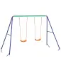 Columpio para Niños de 3-8 Años con 2 Sillas Resistente a los Rayos UV y Soporte de Metal Carga 90 kg Multicolor