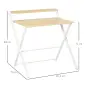 Mesa de Estudio Plegable con Estante Superior Estilo Moderno para Sala Oficina Dormitorio 81,5x70x84 cm Natural y Blanco