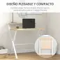 Mesa de Estudio Plegable con Estante Superior Estilo Moderno para Sala Oficina Dormitorio 81,5x70x84 cm Natural y Blanco