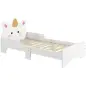 Cama Infantil de Madera 143x74x67 cm en Forma de Unicornio Mueble de Dormitorio Moderno Carga 80 kg Blanco
