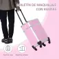 Maletín de Maquillaje Profesional con Cajón Maleta de Maquillaje con Ruedas para Viaje Trabajo 34x25x62 cm Rosa